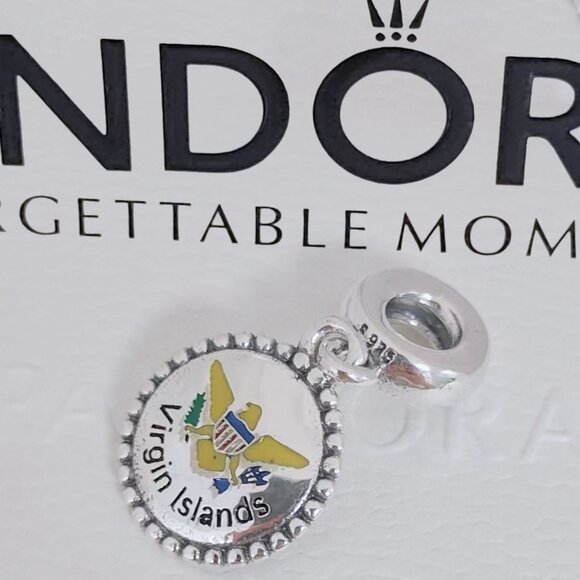 Pandora US Virgin Islands Exclusive Country Flag Dangle Charm S925 Silver - Picture 1 of 10